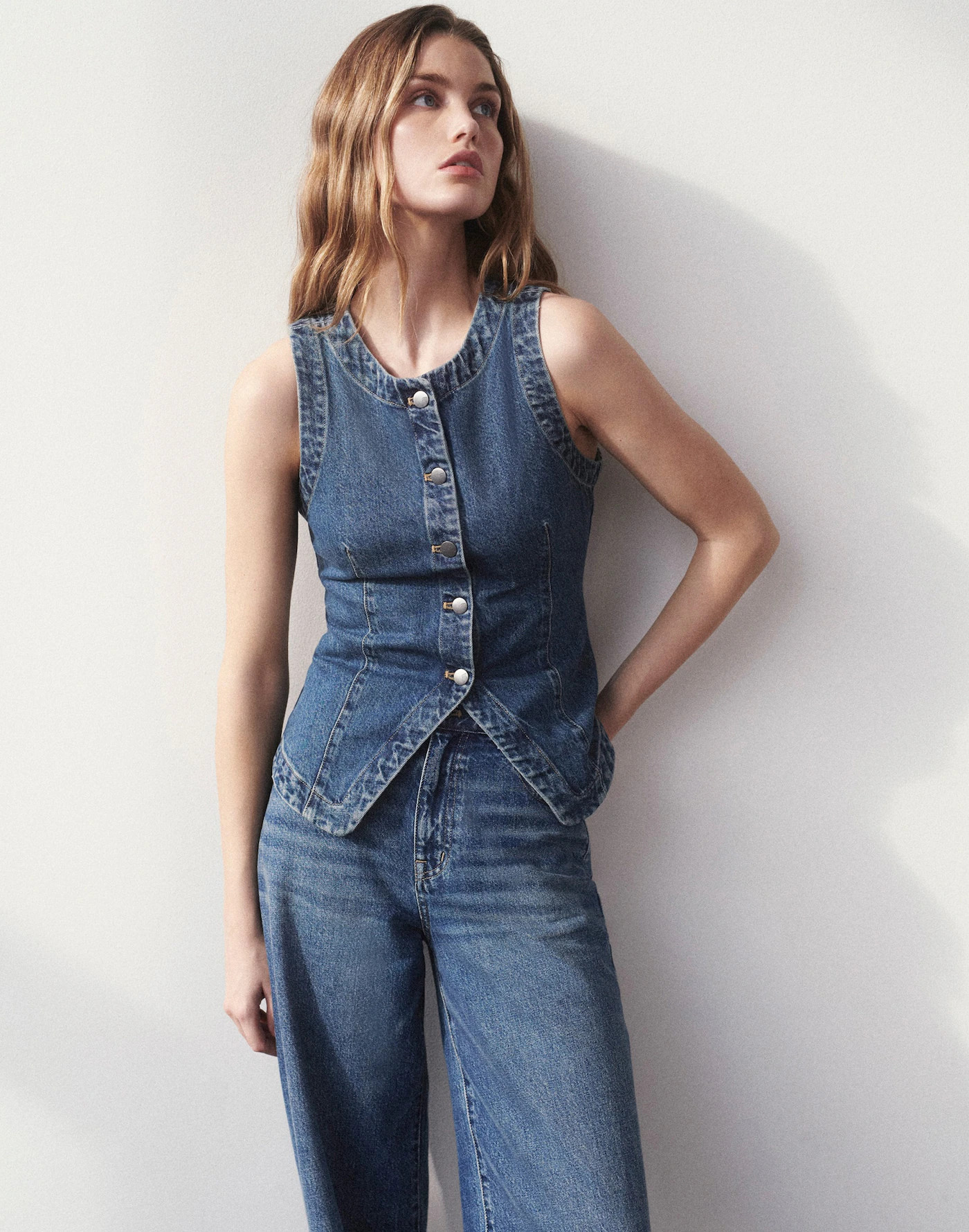 Denim Crewneck Vest in Concho Wash | Madewell | Madewell