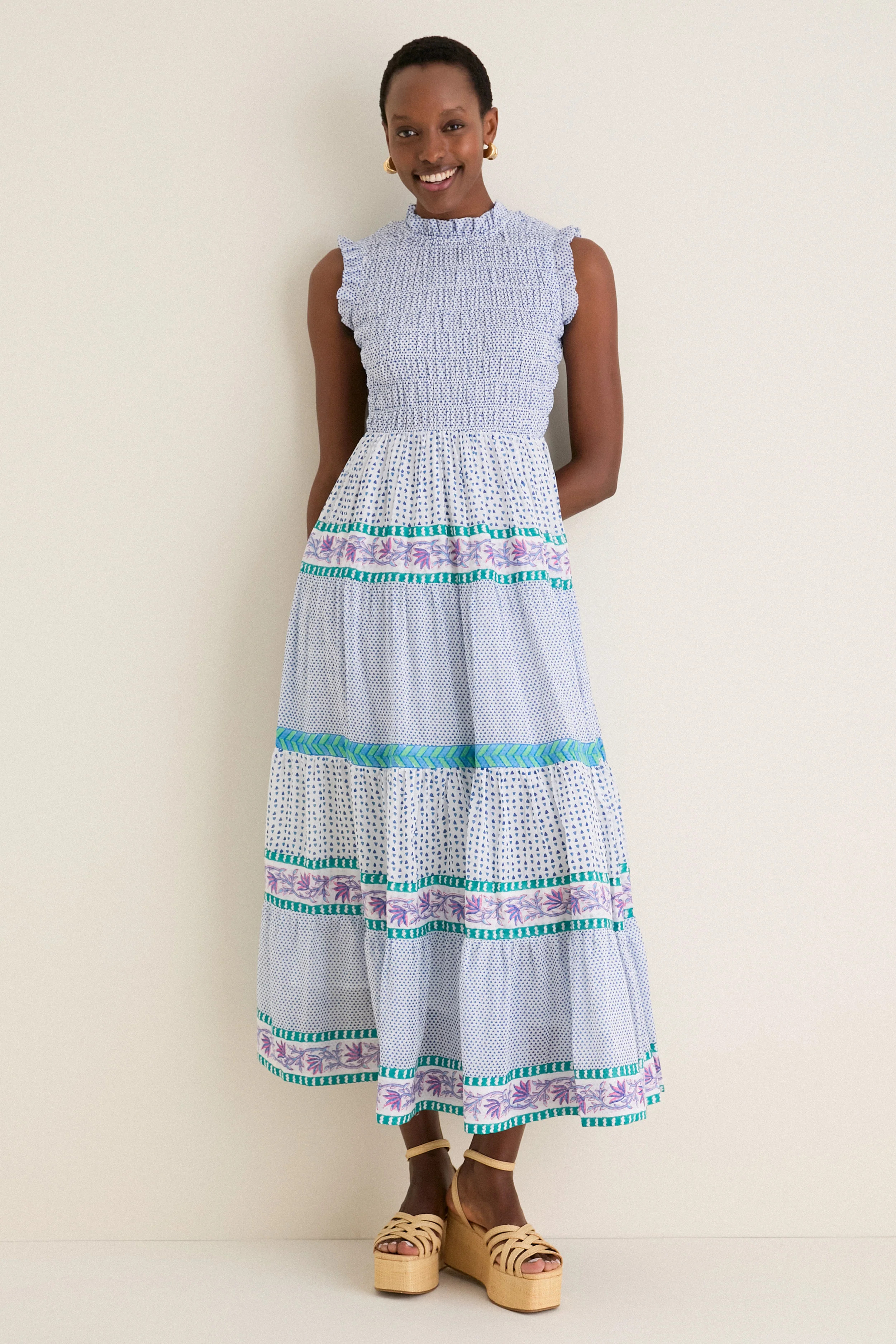 Capri Blue Sleeveless Smocked Maxi Dress | Tuckernuck (US)