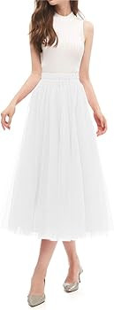 OBBUE Women's A Line Tulle Party Evening Tutu Skirts Tea Length | Amazon (US)