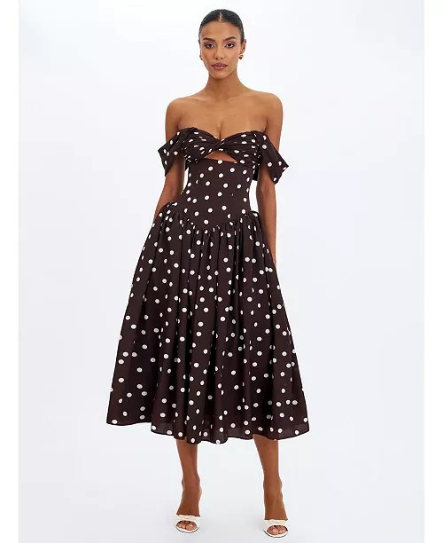 Xandie Polka Dot Off-Shoulder Midi Dress | Bloomingdale's (US)