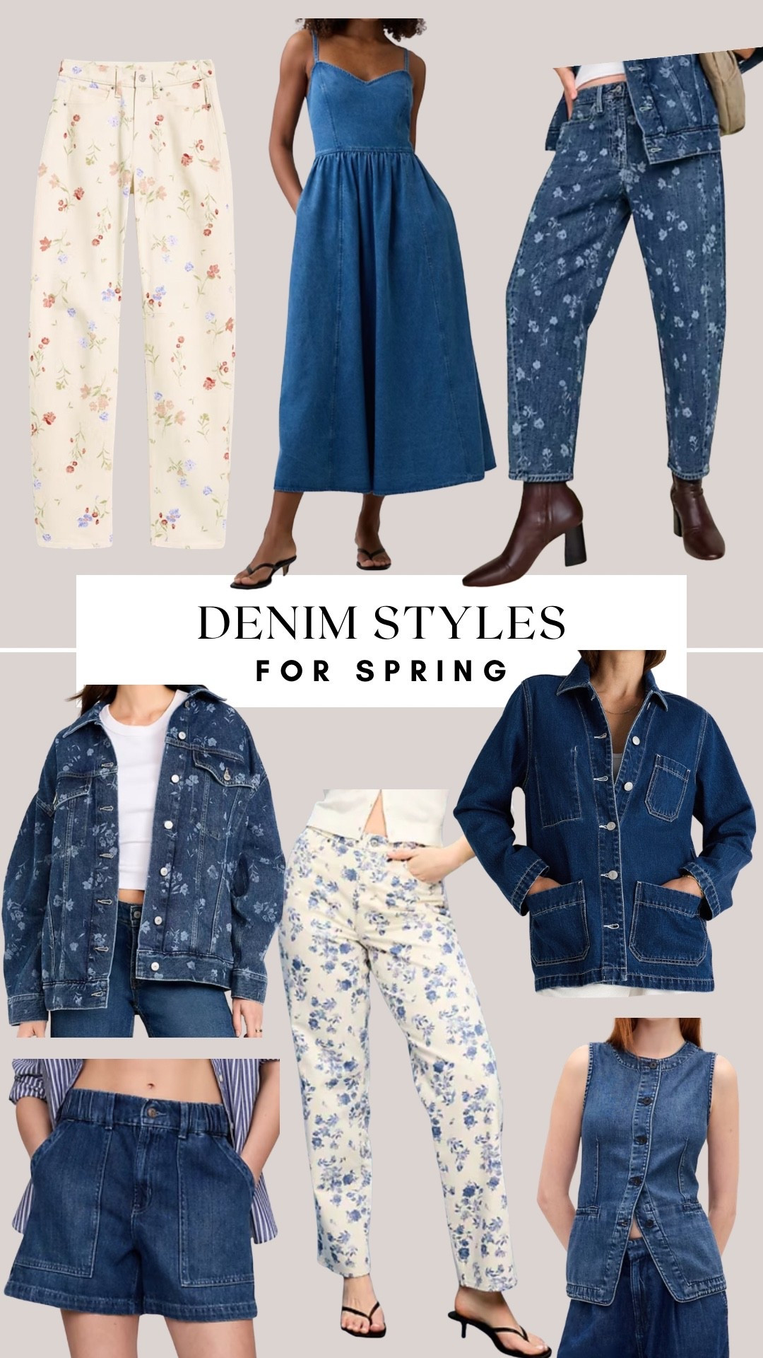 Denim styles for women for spring. Gap factory, Abercrombie, old navy