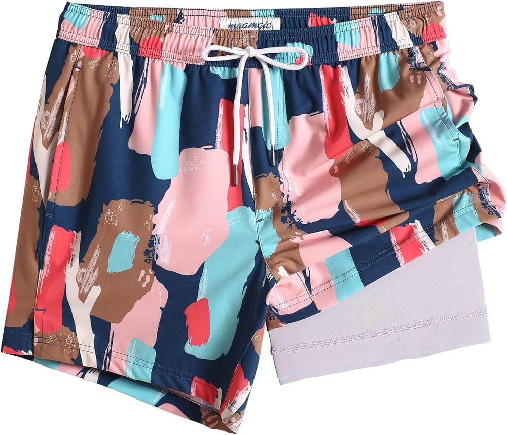 maamgic Mens 5 Inch Stretch Swimming Shorts Compression Liner Swim Trunks Swimwear Bathing Suits Bea | Amazon (US)