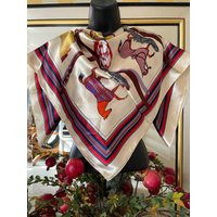 Vintage Silk Scarf - With Horses Equestrian Head Bandana Hair Handbag Neck | Etsy (US)