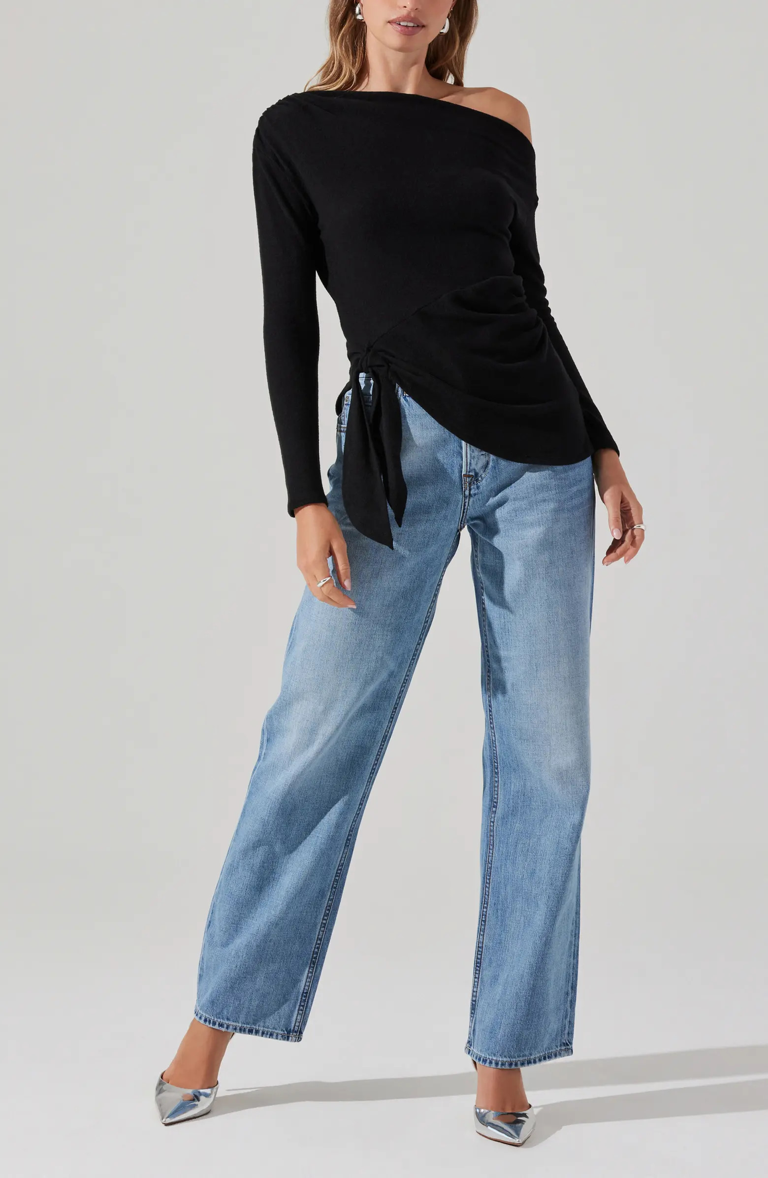 One-Shoulder Tie Hem Knit Top | Nordstrom