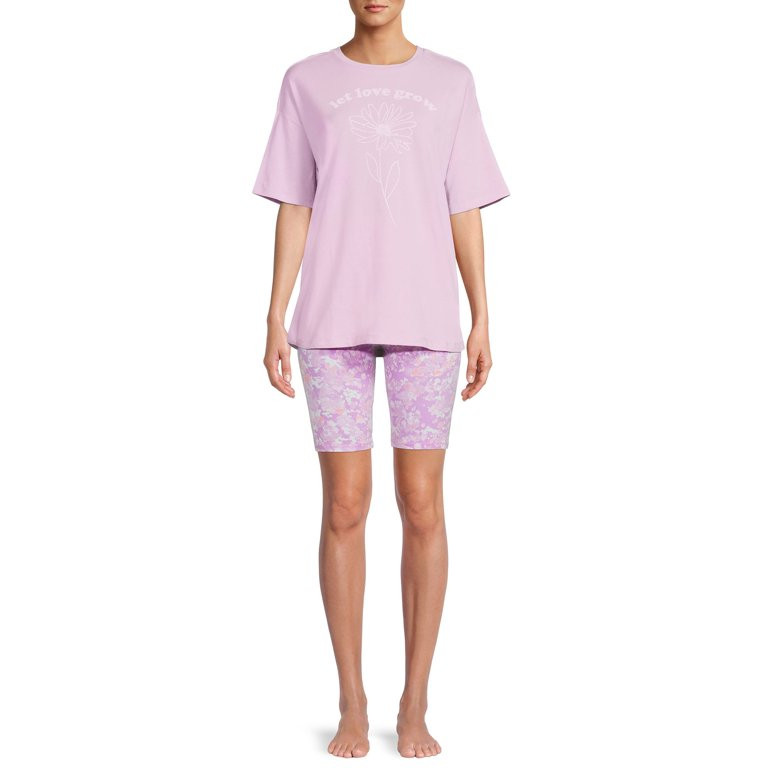Secret Treasures Women's and Women's Plus T-Shirt and Bike Shorts Set, 2-Piece | Walmart (US)