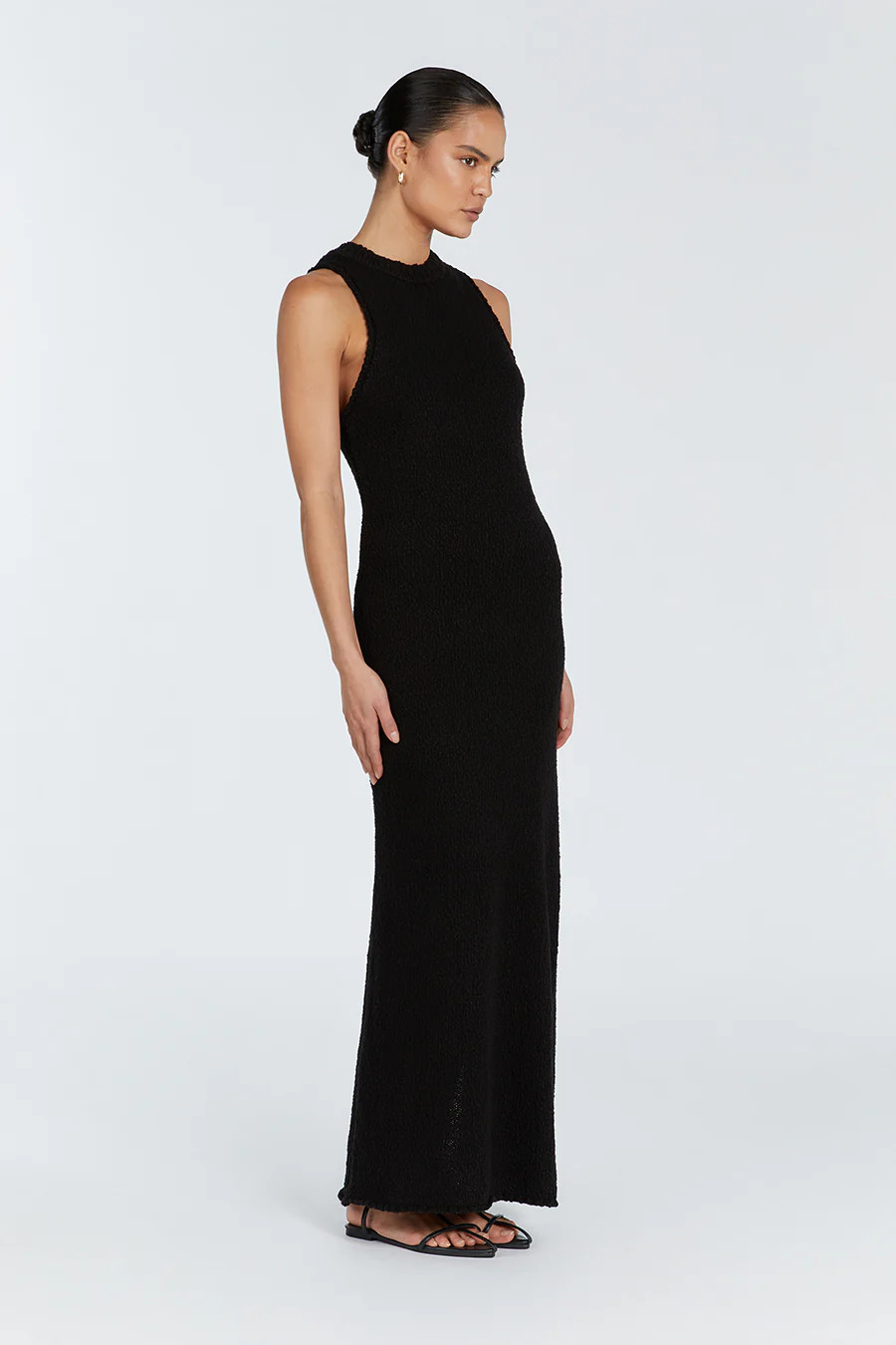 DION BLACK BOUCLE CREW MAXI DRESS | DISSH