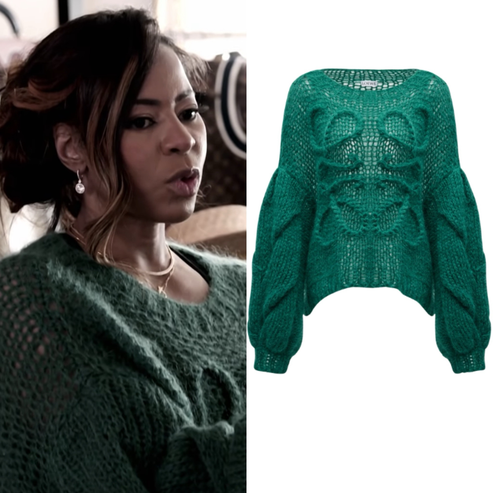 Mary Cosby’s Green Cable Knit Sweater