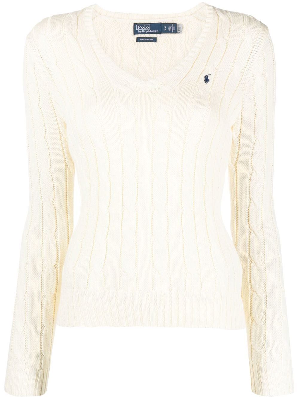embroidered-logo cable-knit jumper | Farfetch Global