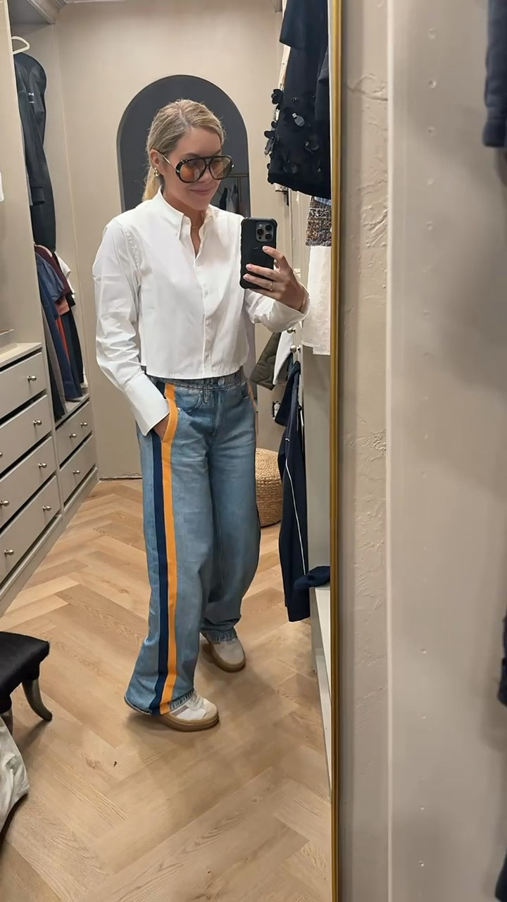This cropped button down seems so luxe but is $20 on Amazon! And these are the viral pj jeans - I’m obsessed!

#LTKdayinmylife #LTKOver40 #LTKootd