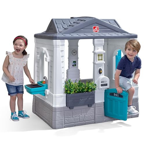 Step2 Neat & Tidy Cottage Kids Playhouse, Indoor/Outdoor Playset, Interactive Play with Sounds, Made of Durable Plastic, for Toddlers 1.5+ Years Old, Grey | Amazon (US)