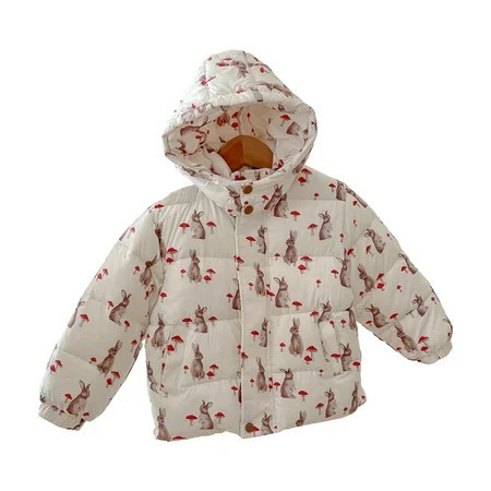 Avrntaa Girls Winter Coat - Toddler Girl Cute Graphic Warm Winter Jacket with Hood Winter Coat Kids White Jacket Size 24M | Walmart (US)