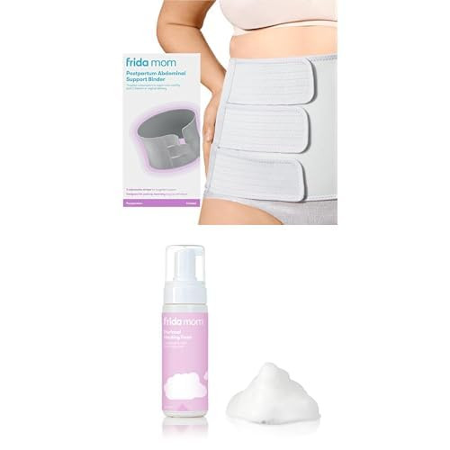 Frida Mom Belly Binder, Adjustable Compression Wrap + Witch Hazel Perineal Healing Foam, Cooling Pain Relief and Hemorrhoid Treatment, Postpartum Recovery Bundle | Amazon (US)