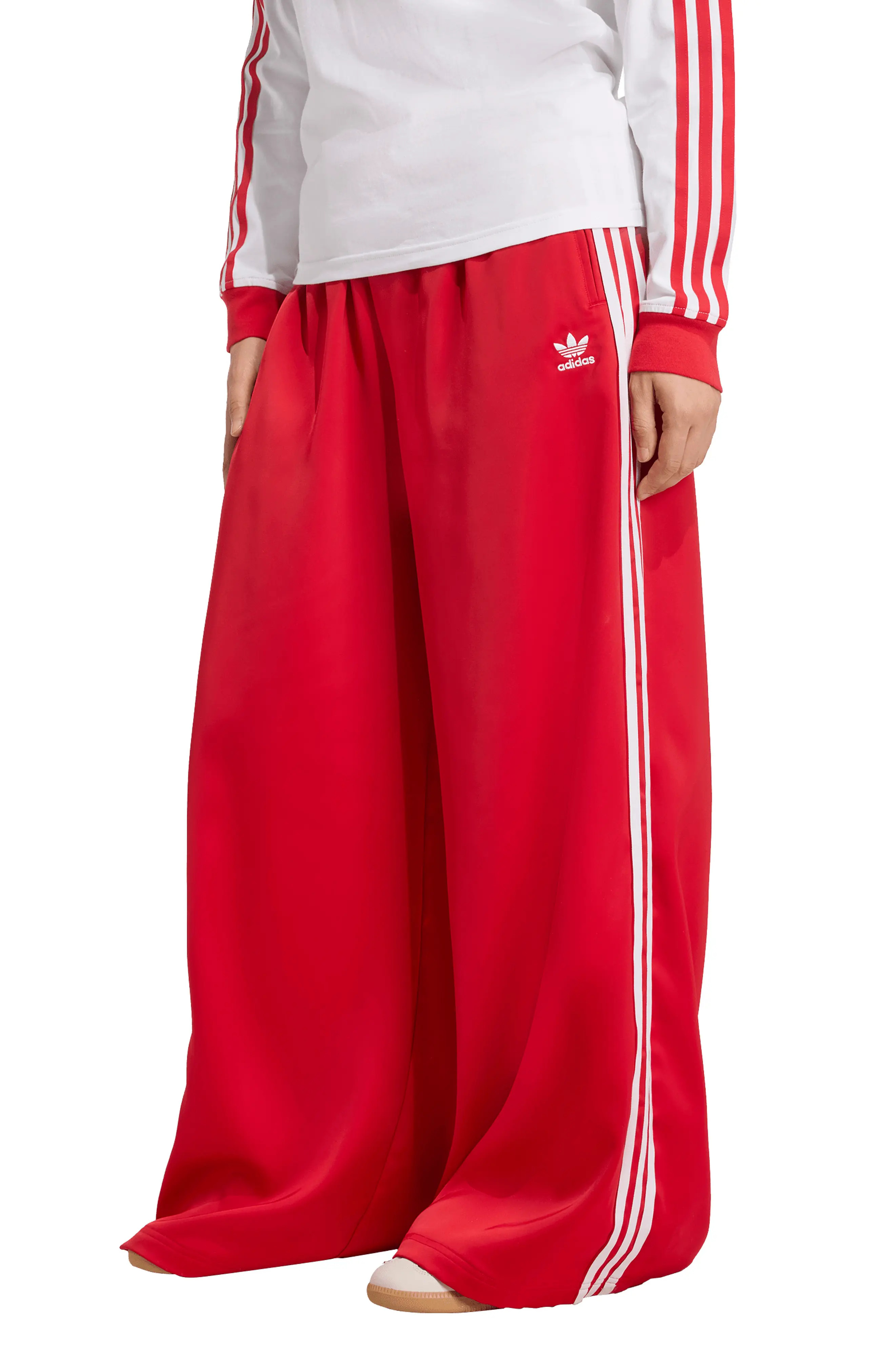 adidas Originals Wide Leg Satin Track Pants (Women) | Nordstrom | Nordstrom