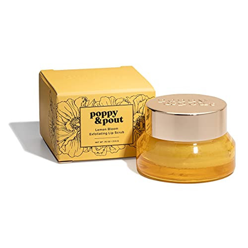 Poppy & Pout Natural Lip Scrub, Moisturizing Sugar Scrub for Dry Lips, Lip Scrubber Exfoliator with Essential Oils Smooths and Hydrates Lips, In Recyclable Glass Jars, Cruelty Free - Lemon Bloom | Amazon (US)