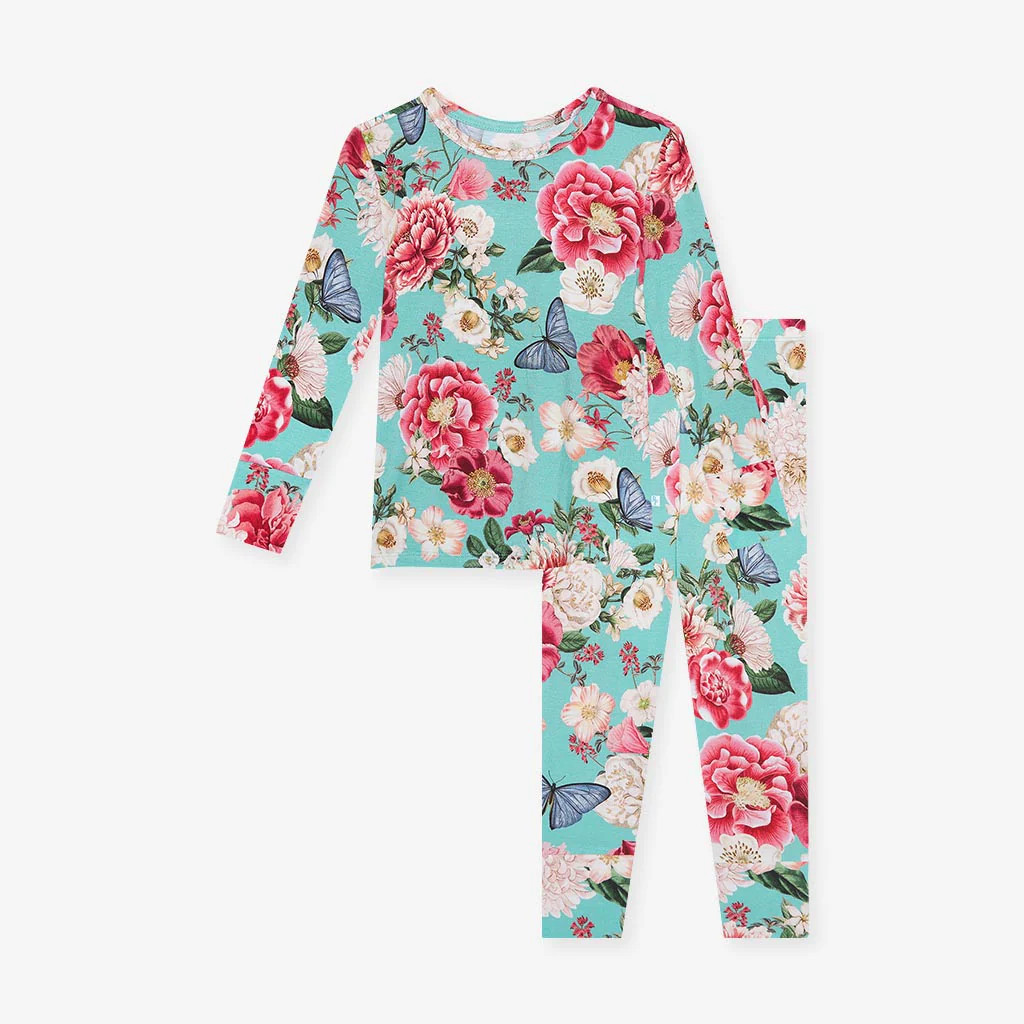 Floral Green Long Sleeve Toddler Pajamas | Nikki Danielle | Posh Peanut