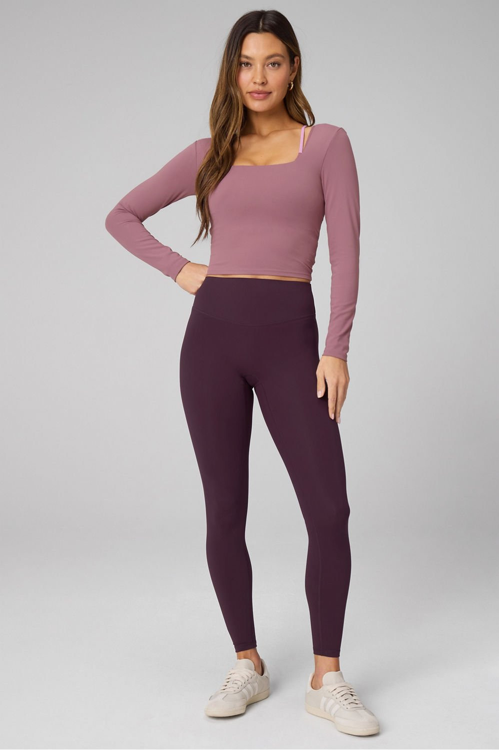 PureLuxe Long-Sleeve Built-In Bra Top | Fabletics