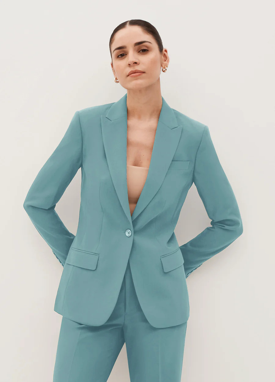 Women's Seaglass Green Peak Lapel Suit | SuitShop