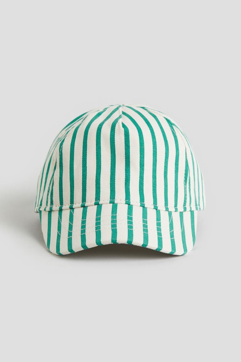 Cotton Cap - White/green striped - Kids | H&M US | H&M (US + CA)
