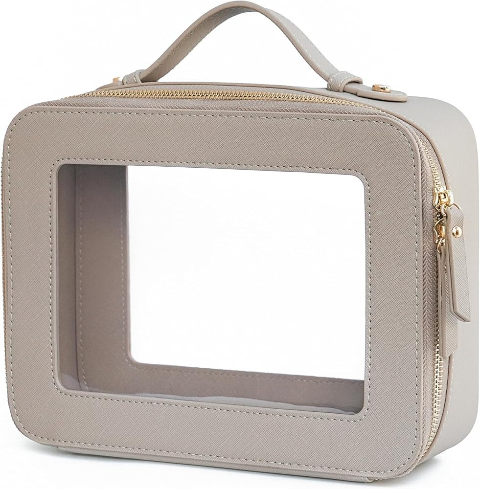 Popvibe Clear Makeup Bag Travel Cosmetic Case Transparent Toiletry Bag with Zipper, Portable Make... | Amazon (US)