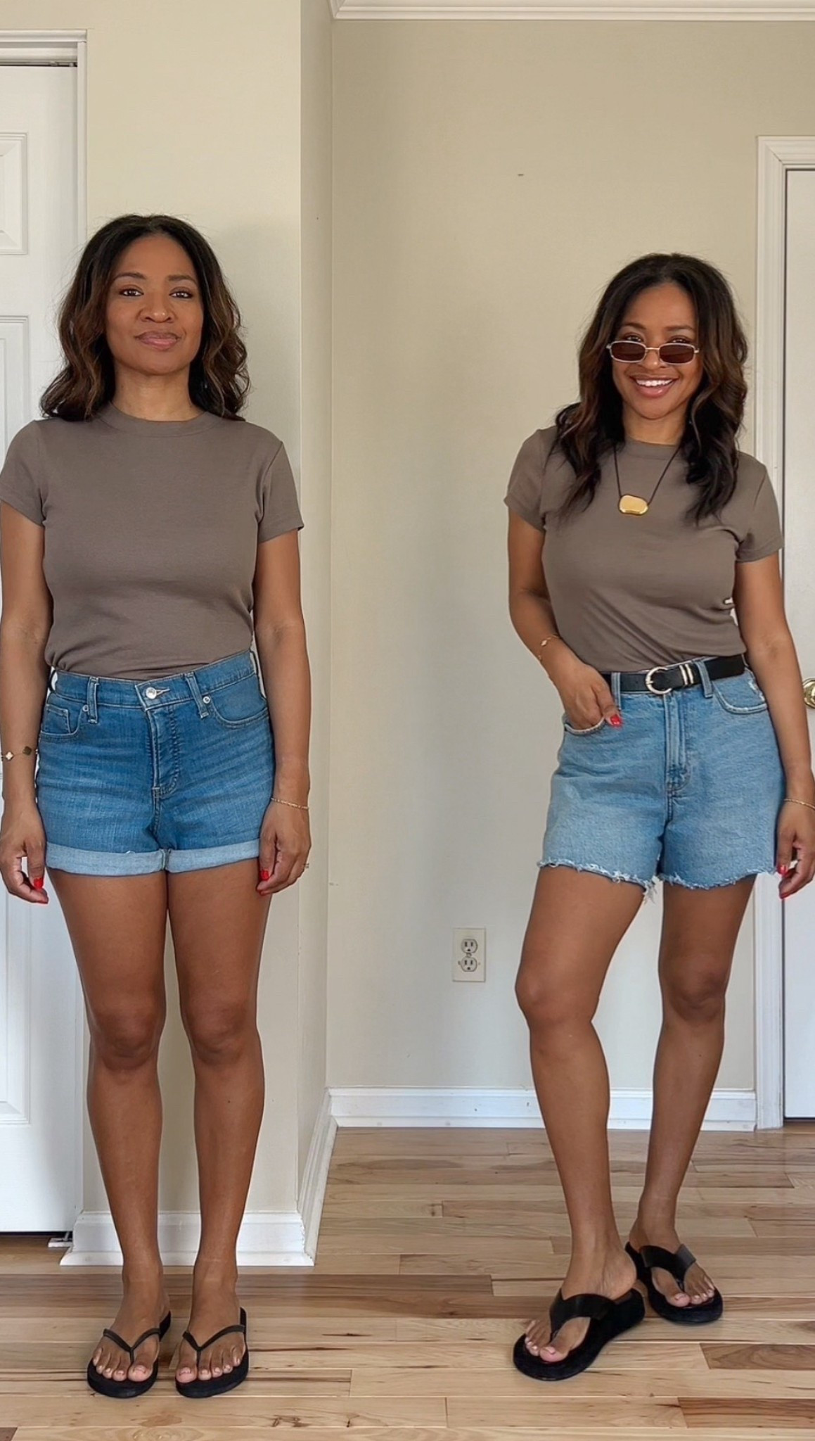 Wearing a small in the top. Wearing a size 27 regular in the second pair of denim shorts which are from the “Curve Love” sizing range. I am also linking the regular sizing range. The Curve love gives me more room in the hips which is why I prefer it more. My sandals are from Revolve and they’re true to size but I’m also linking similar ones at a lower price point  

#LTKootd #LTKOver40 #LTKgrwm