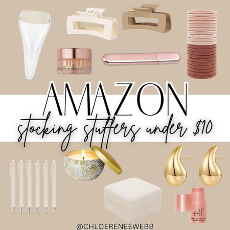 Stocking stuffers for her under $10! Shop, my favorite beauty products, beautiful gold, earrings, a candle and more!

Amazon gifts, Amazon finds, stocking stuffers, gifts for her, ice roller, beauty essentials, neutral pens, travel jewelry box, claw clip 

#LTKstyletip #LTKGiftGuide #LTKbeauty