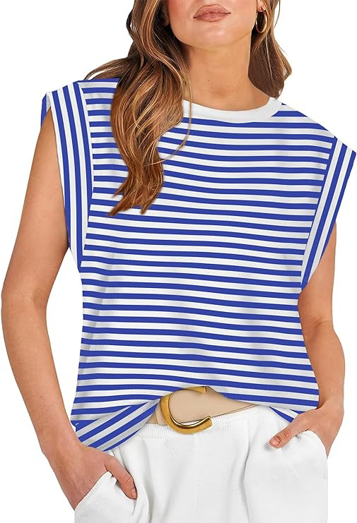 WIHOLL Cap Sleeve Tops for Women Summer Top Basic Tee Shirts Casual Tank Loose Fit 2024 Fashion | Amazon (US)