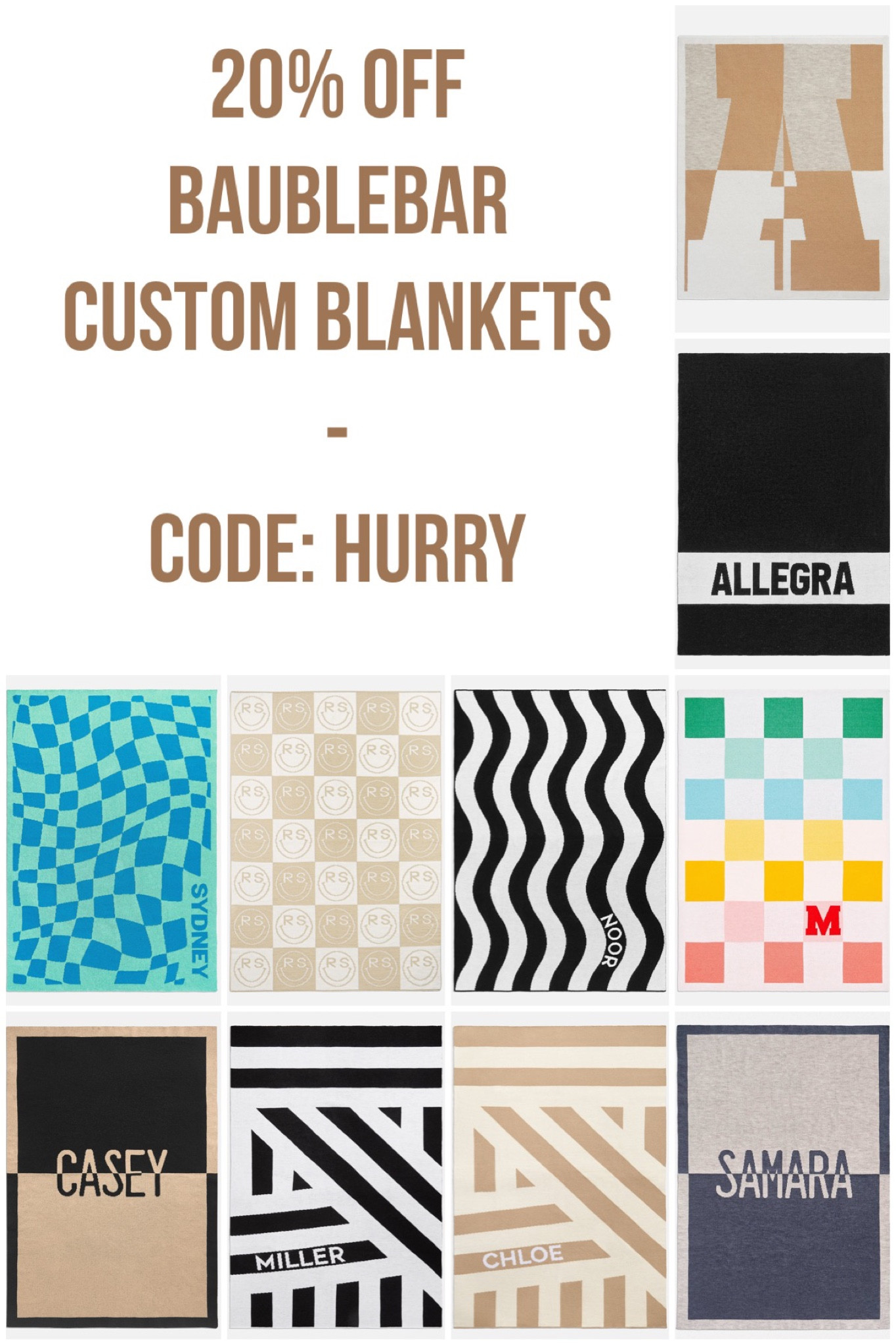 20% off Custom Gifts at Baublebar 
Code: HURRY 
Blankets



#LTKhome #LTKsalealert
