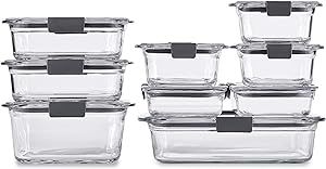 Rubbermaid Brilliance Glass Storage Set of 9 Food Containers with Lids (18 Pieces Total), Set, As... | Amazon (US)