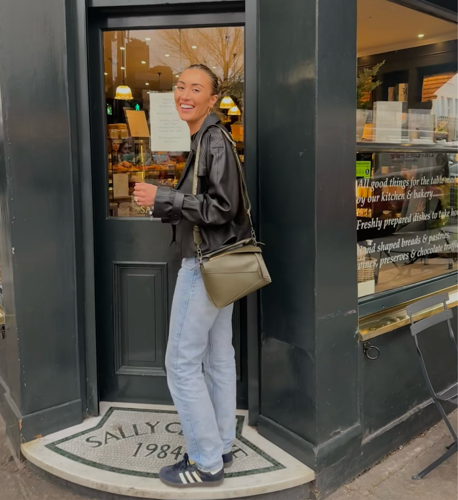 casual outfit, every day outfit, blue jeans, Loewe puzzle bag, leather jacket outfit, massimo dutti, sambas, navy sambas og, adidas trainers, shopping outfit, brunch outfit, day time outfit, transitional outfit, timeless, capsule wardrobe

#LTKSeasonal #LTKworkwear #LTKeurope