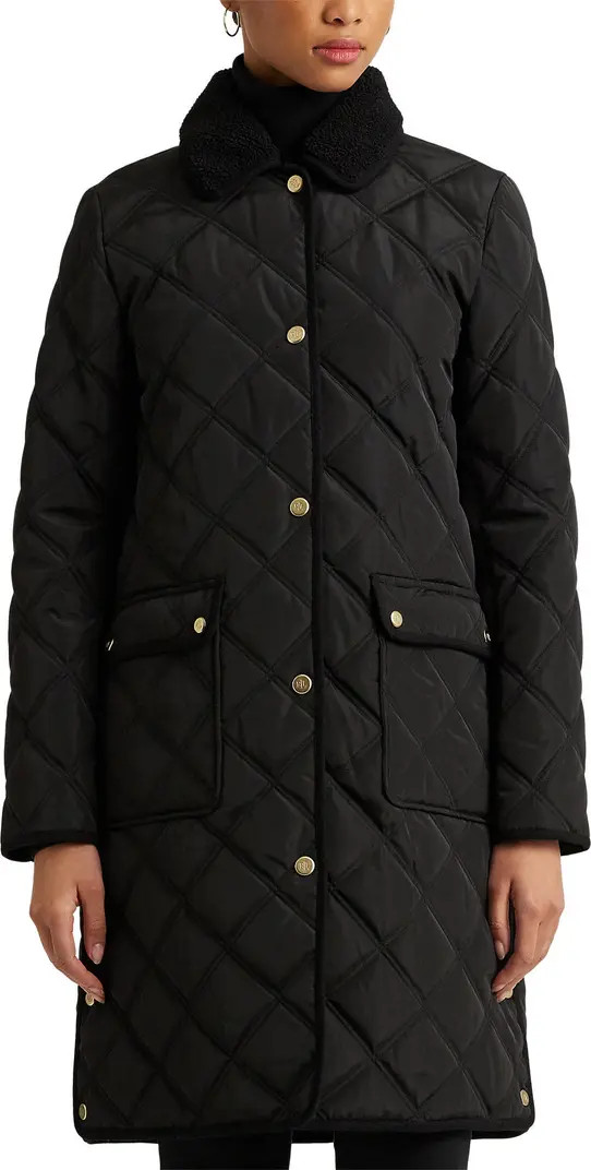 Berber Quilted Faux Fur Trim Jacket | Nordstrom