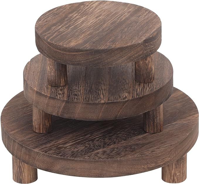 JKLIND 3PCS Wooden Display Riser for Display,Round Display Stand,Wood Riser Pedestal Stand for Ho... | Amazon (US)