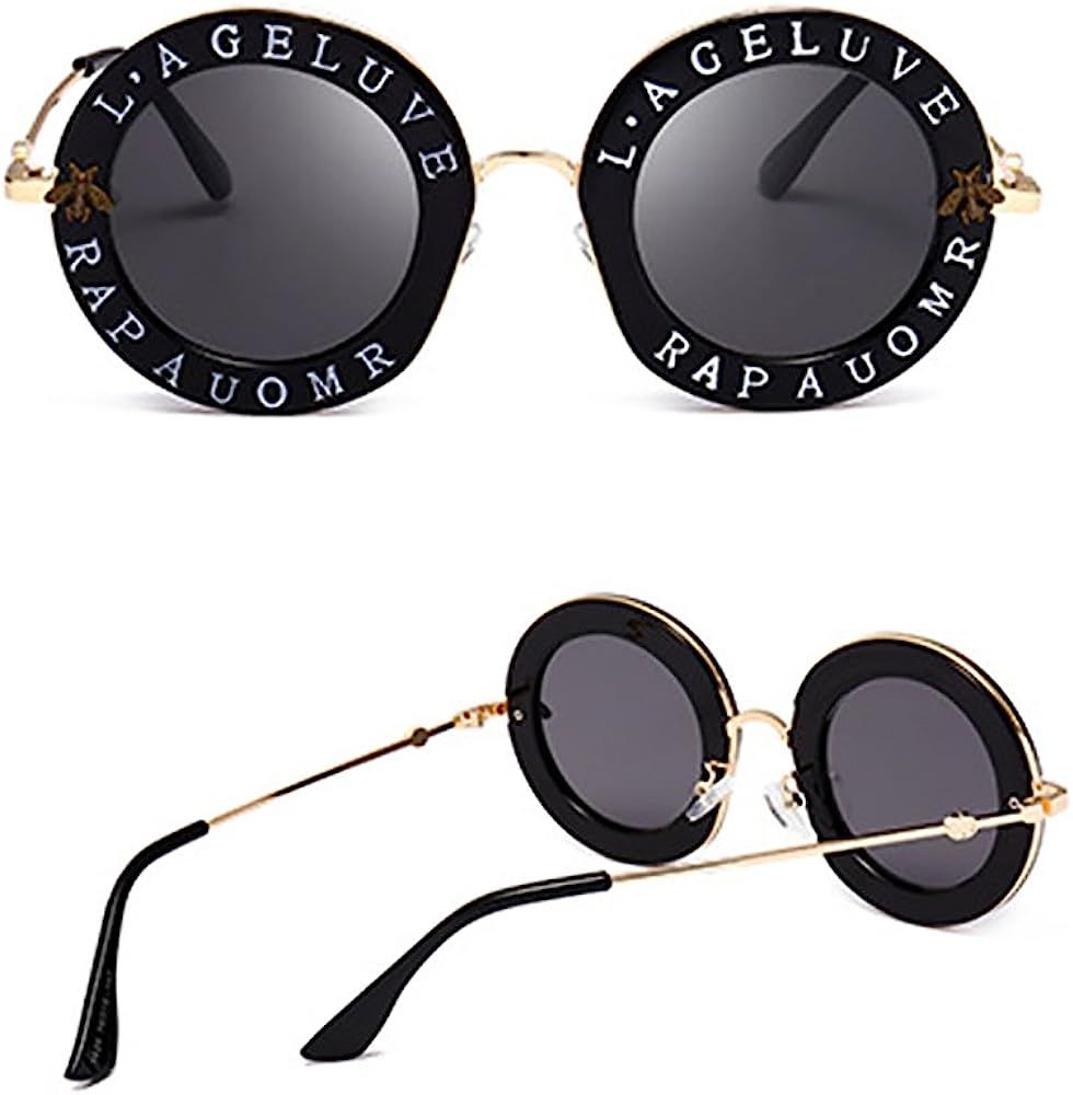 Round Sunglasses for Women Men bee Sunglasses Chic Style Unisex Glasses | Amazon (US)