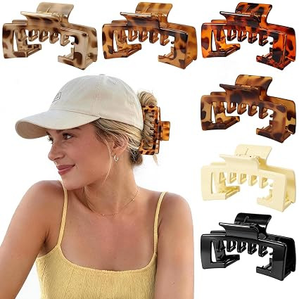 6 Pcs Hat Claw Clip for Women, Hat-Friendly Claw Clips for Baseball Cap & Trucker Hat - 4.1 Inch ... | Amazon (US)