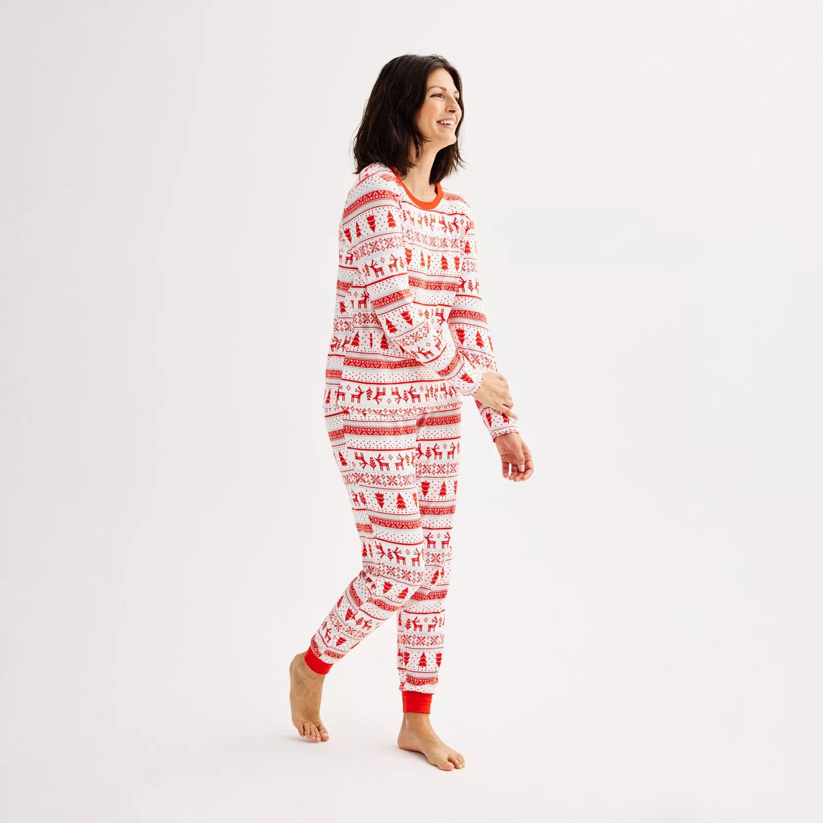 Women's Jammies For Your Families® Candy Cane Fairisle Pajama Top & Jogger Pajama Bottoms Set | Kohl's