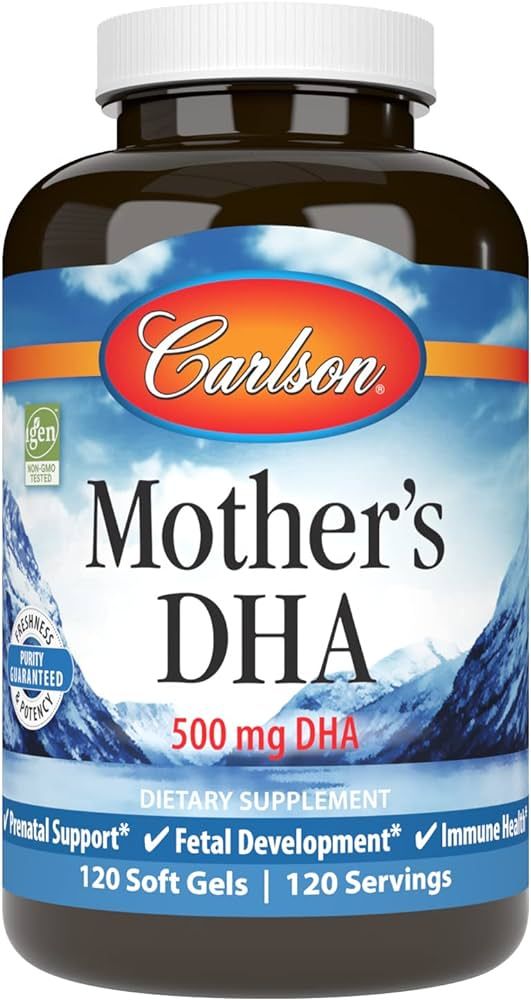 Carlson - Mother's DHA, 500 mg DHA, Prenatal Support, Fetal Development & Immune Health, 120 Soft... | Amazon (US)