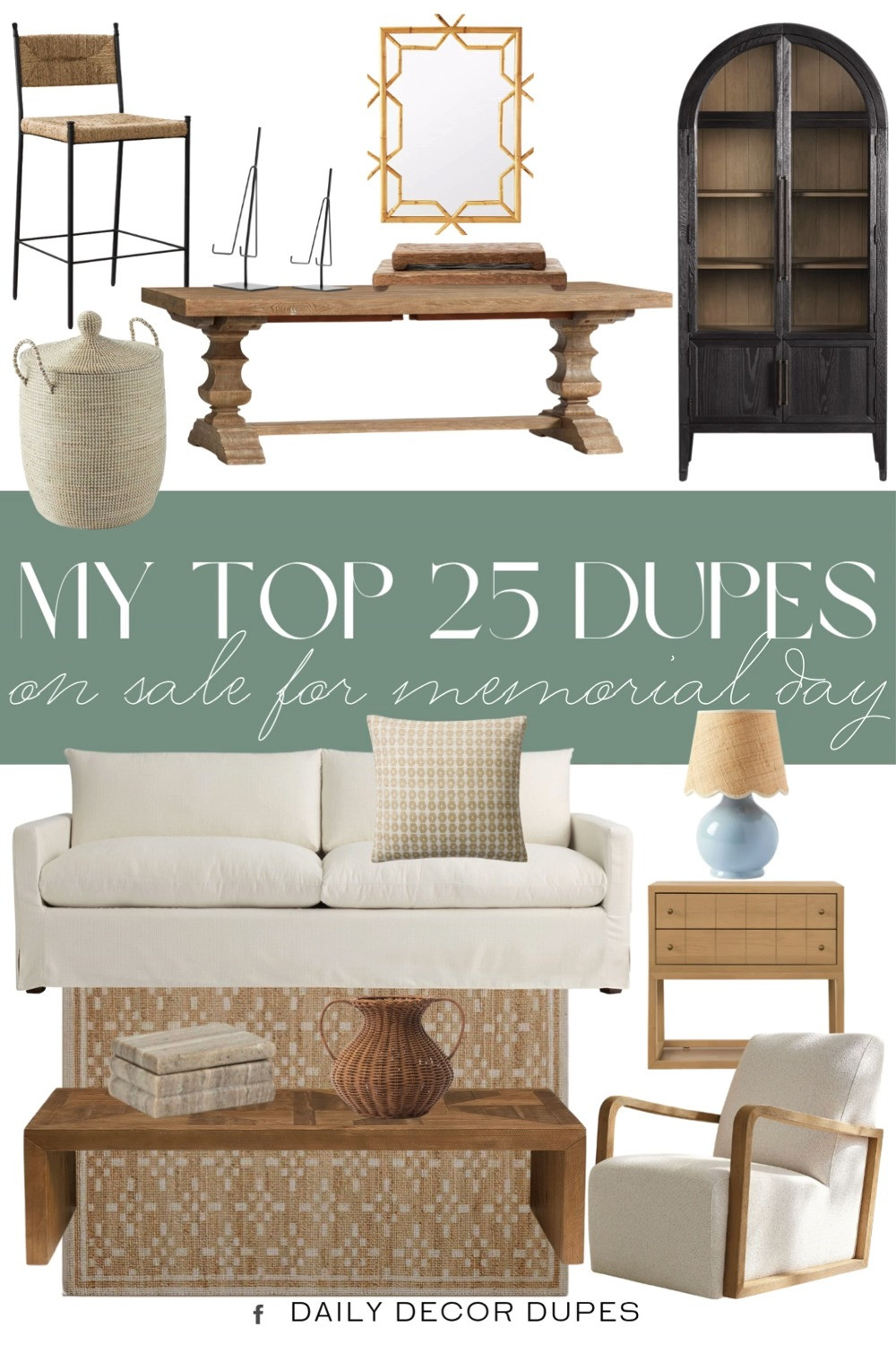 My Top 25 Dupes on Sale for Memorial Day. Memorial Day Home Finds. Designer-Inspired Home Finds. High-End Home Dupes for Less. Memorial Day Home Dupes. Best Memorial Day Furniture Dupes. My Top Dupes Picks on Sale for Memorial Day. 

Home more affordable option find copy cat similar look for less budget friendly affordable cheap cheaper beautiful pretty. Clearance sale coupon code discount code promo code luxury lookalike look a like Inspo inspiration inspired by idea ideas Love like these? I share multiple every day in my FB group.
#memorialdaysale #salefinds #homesale #furnituredeals #salealert #furniturefinds #homedecordeals #top25dupes #decorsale 

 #LTKHome #LTKSaleAlert