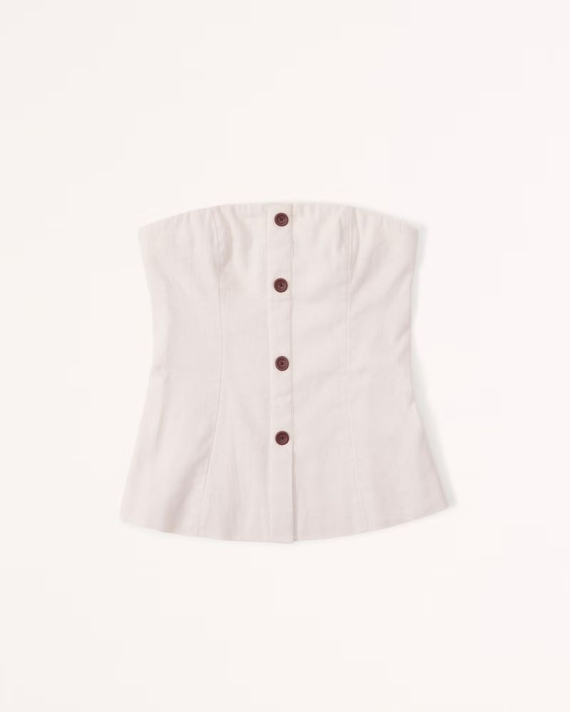 Strapless Linen-Blend Set Top | Abercrombie & Fitch (US)