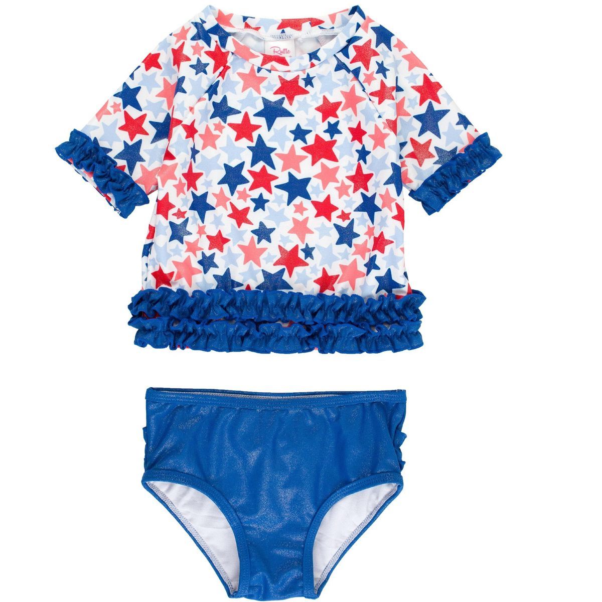 RuffleButts Toddler/Girls Classic Short Sleeve UPF50+ Rash Guard Bikini | Target