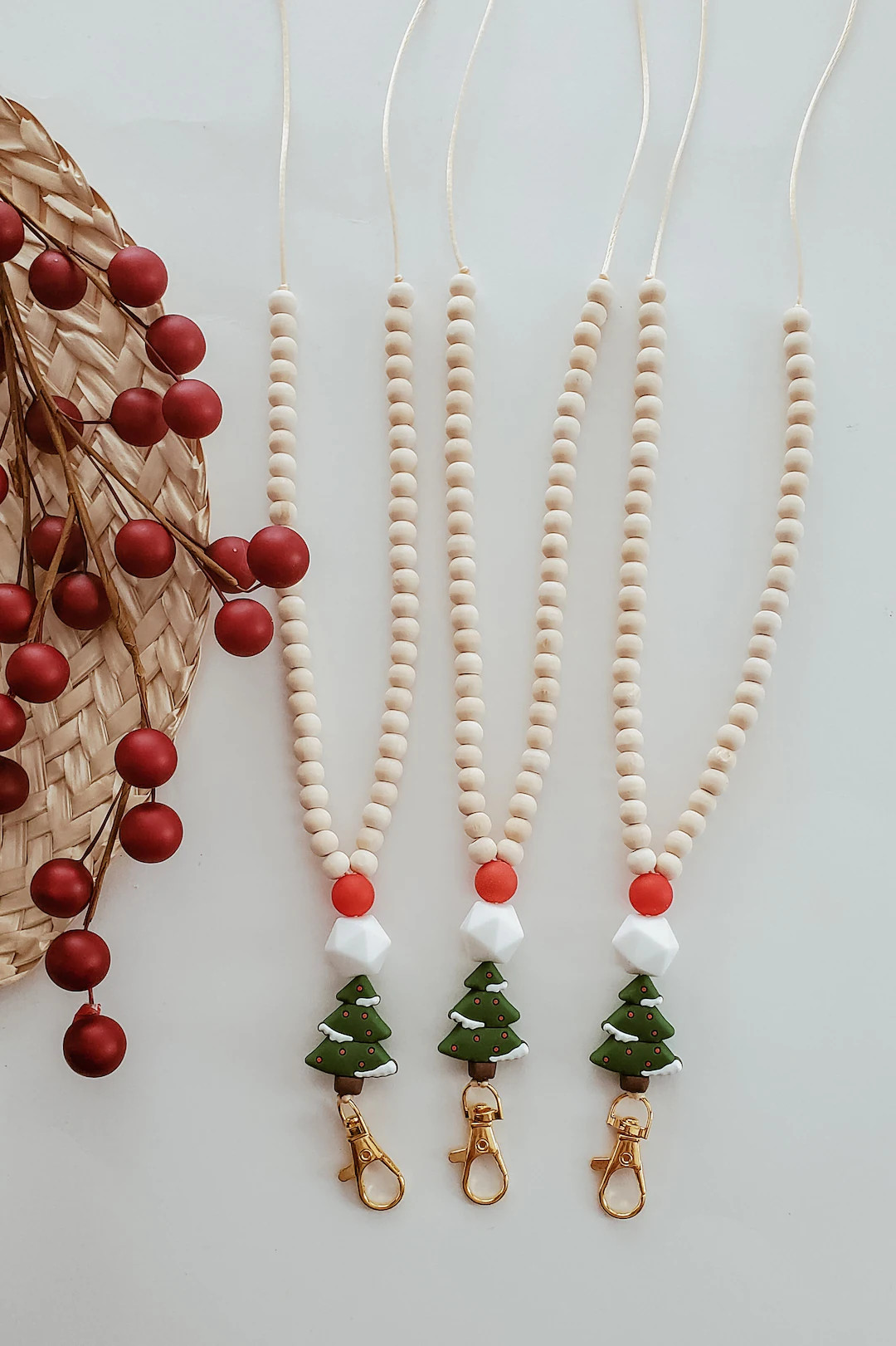 Beaded Christmas Tree Lanyard Teacher Lanyard Christmas - Etsy | Etsy (US)