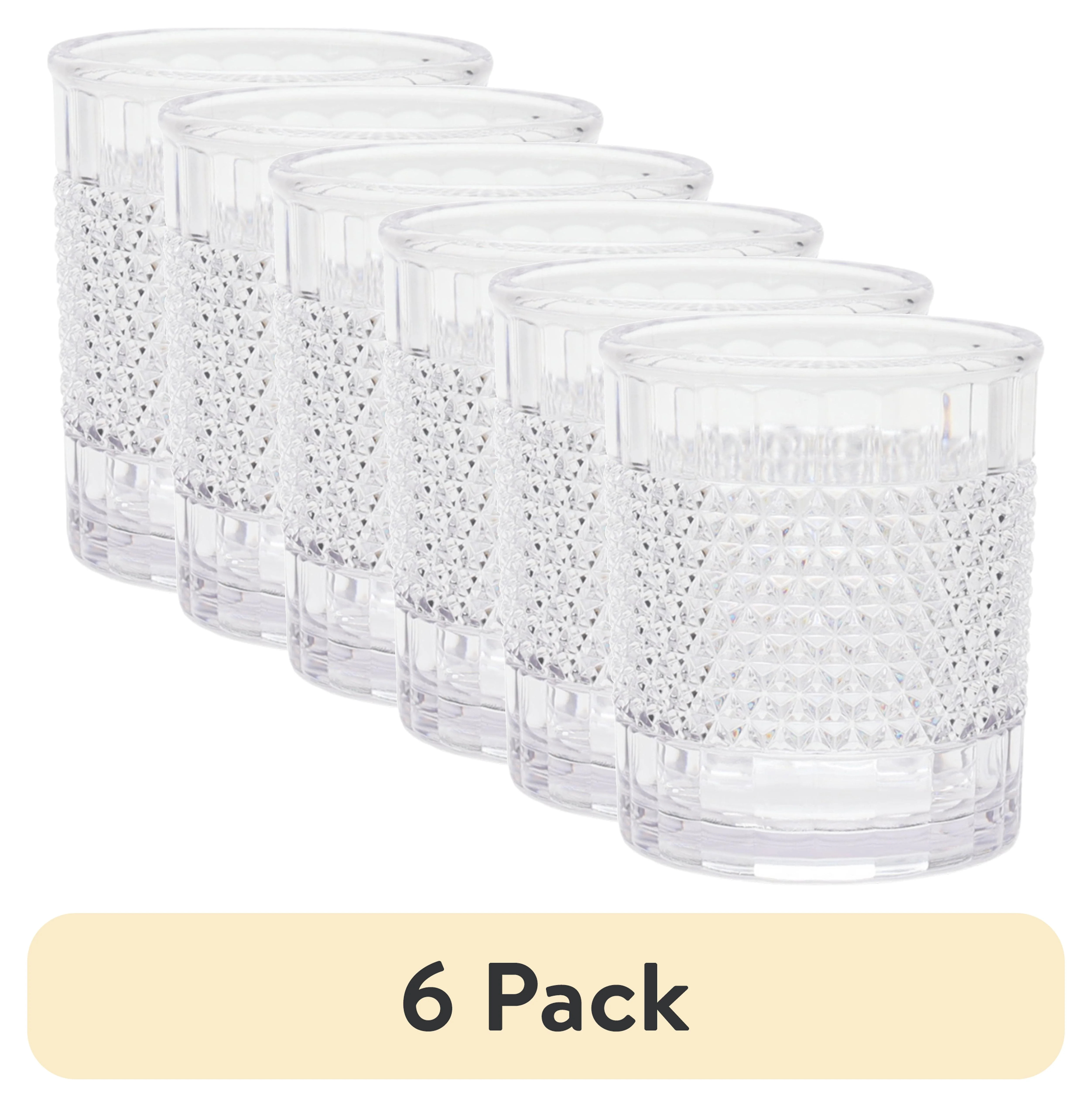 (6 pack) Mainstays 14-Ounce Short Acrylic Diamond Texture Tumbler, Clear - Walmart.com | Walmart (US)