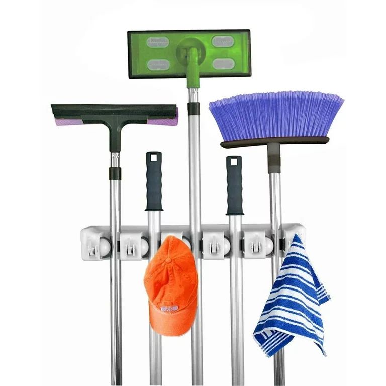 Home-it It Mop and Broom Holder, 5 Position with 6 Hooks Garage Storage Holds up to 11 Tools, Sto... | Walmart (US)