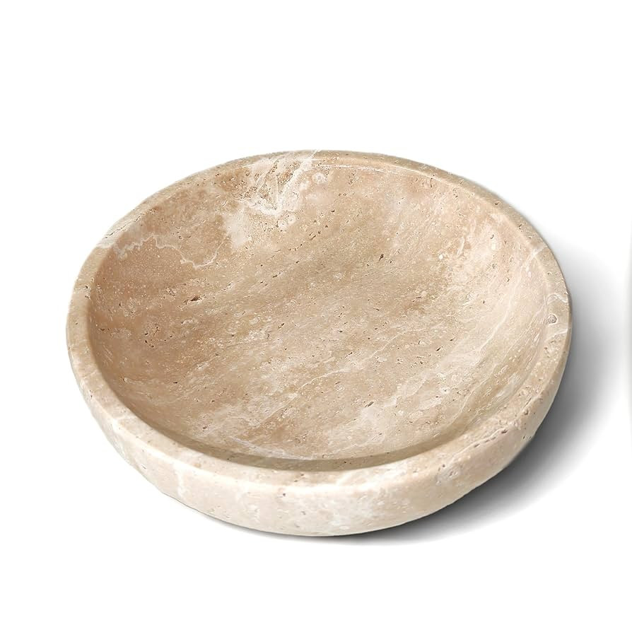 Large Decorative Marble Bowl, 7.87 inches,Natural Stone Round Bowl for Home Decor, Fruit, Nuts, J... | Amazon (US)
