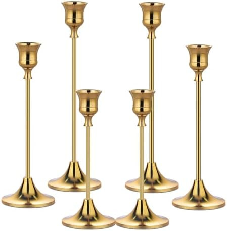 Metal Candle Holders for Candlesticks Taper Candlestick Holders Set Vintage Decorative Centerpiec... | Amazon (US)