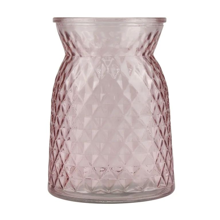 Mainstays Decorative Tabletop Glass Vase, Pink | Walmart (US)