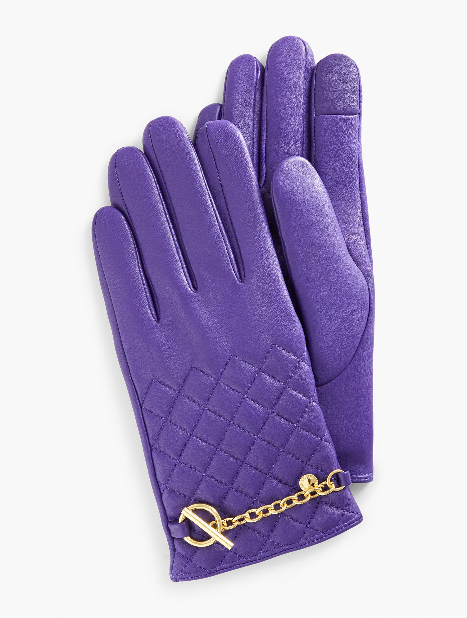 Chain Trim Quilted Leather Gloves | Talbots