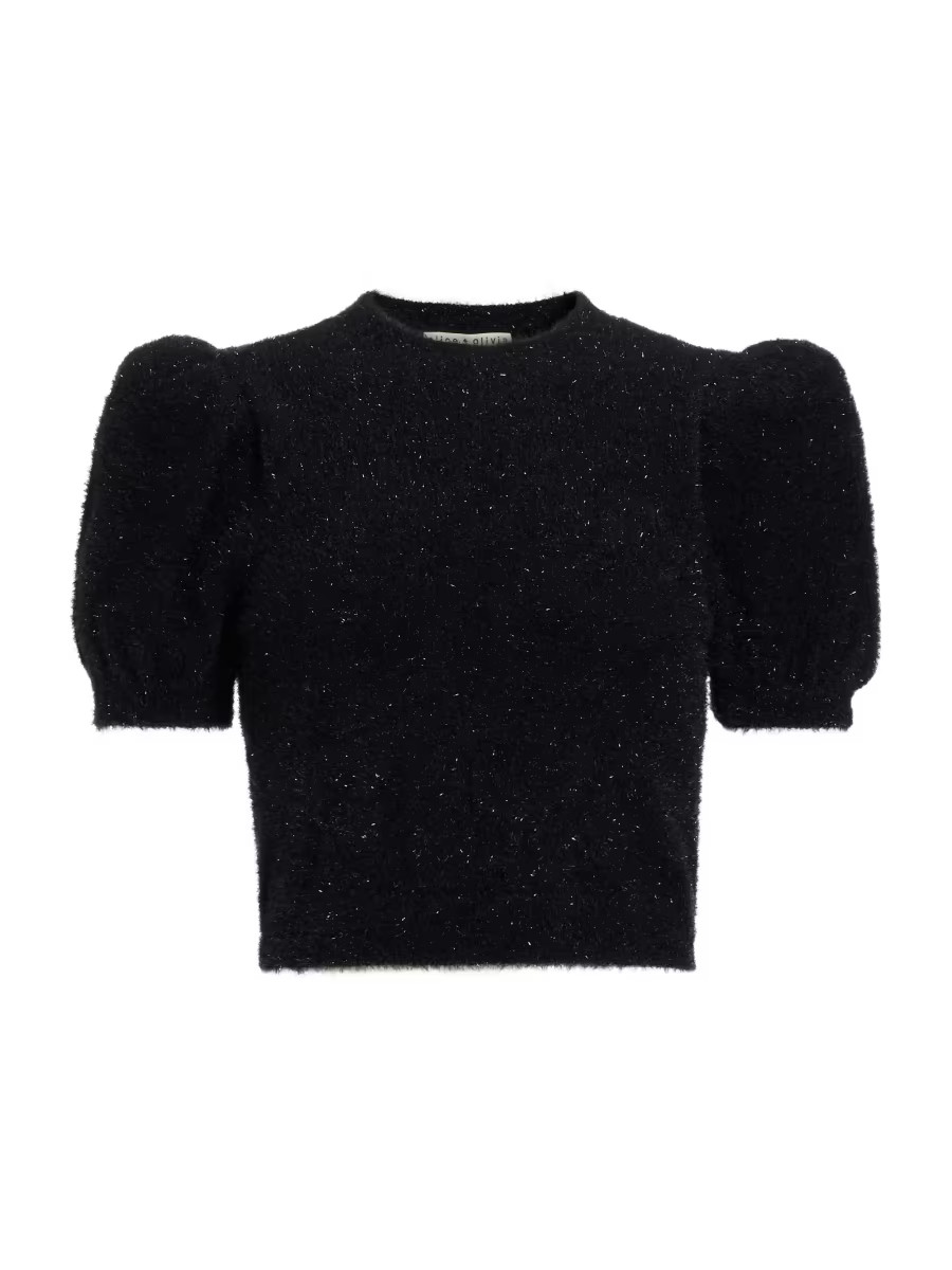 Shop Alice + Olivia Ciara Sparkly Crop Sweater | Saks Fifth Avenue | Saks Fifth Avenue