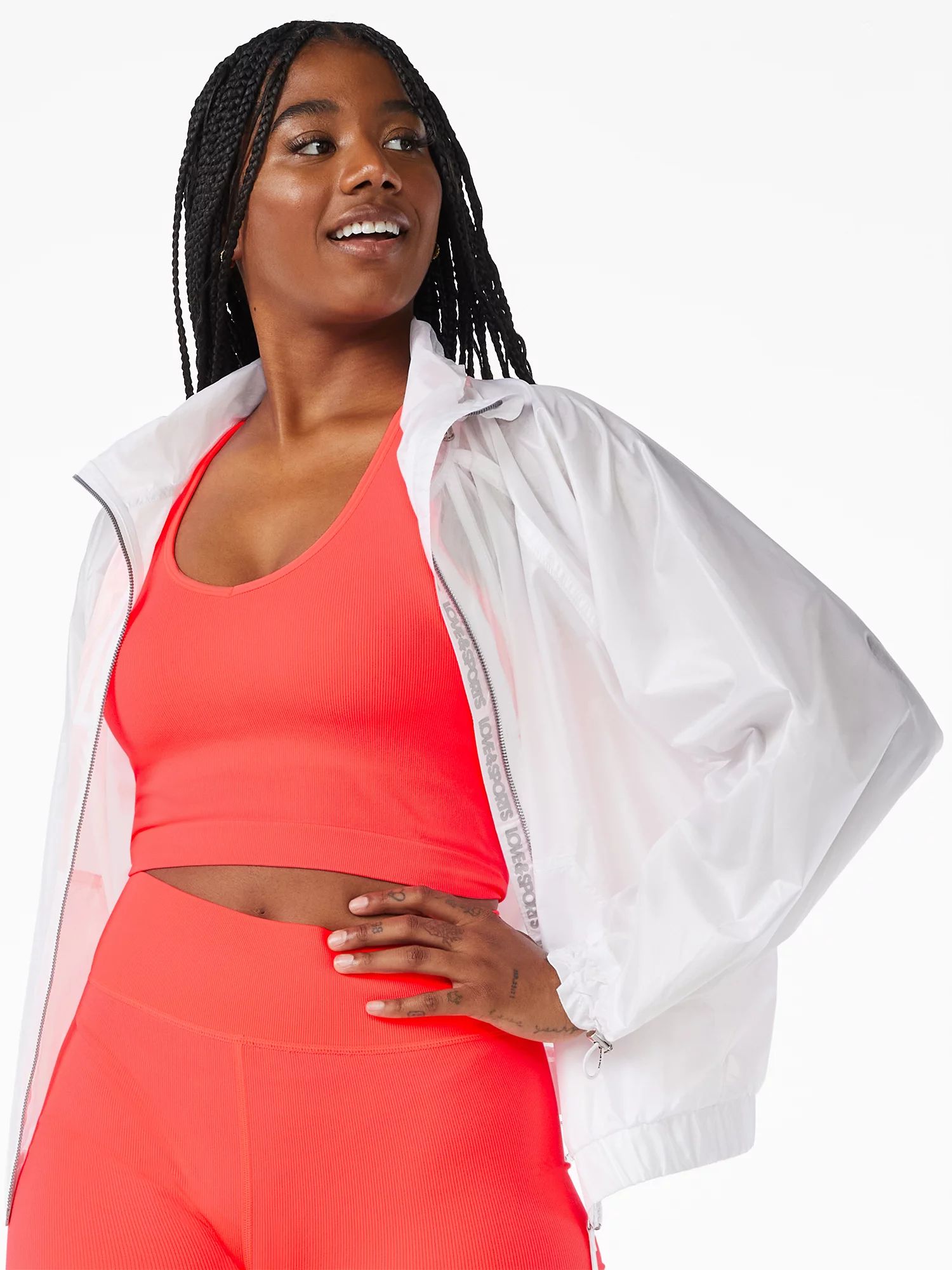 Love & Sports Women's Cropped Lightweight Jacket - Walmart.com | Walmart (US)