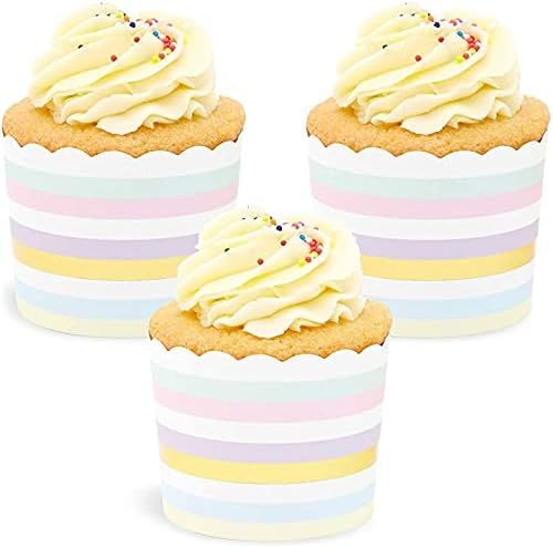Pastel and Gold Foil Striped Dessert Cups | Amazon (US)