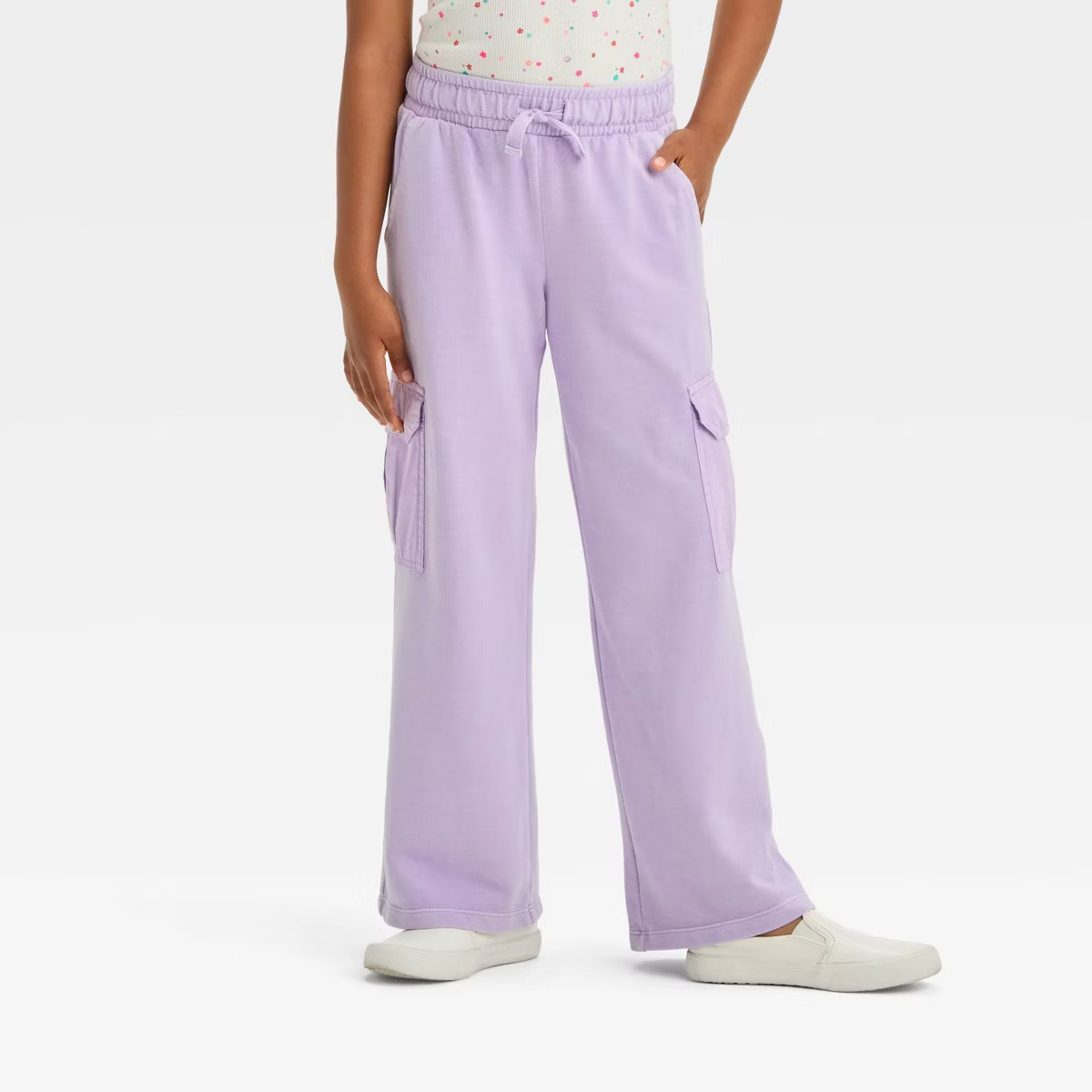 Girls' French Terry Wide Leg Cargo Pants - Cat & Jack™ | Target