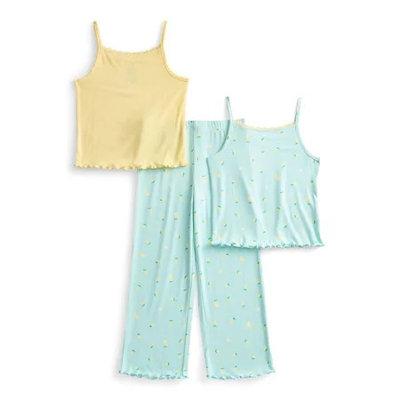 Wonder Nation Girls Tank Tops and Pants Sleep Set 3-Piece Sizes 4-18 | Walmart (US)